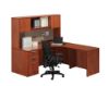 	L shaped desk with hutch and drawers