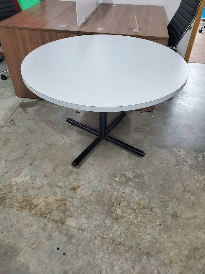 Picture of 42" round grey table and black X base