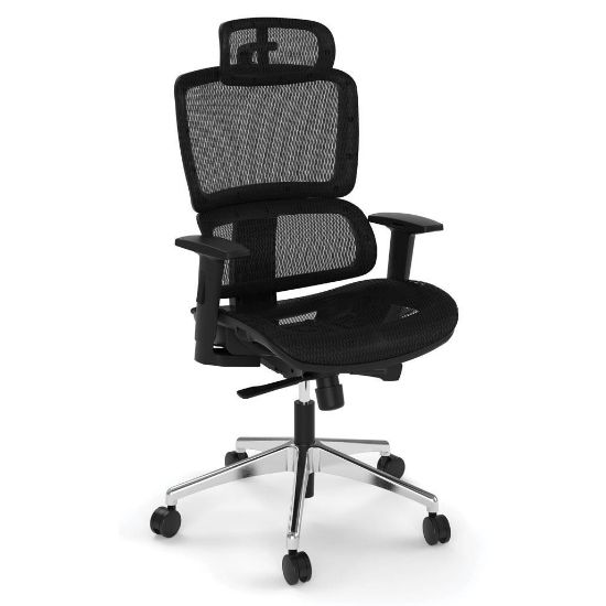 Picture of OfficeSource Clever Collection All Mesh High Back Chair with Headrest and Aluminum Base