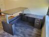 Picture of Executive L Shaped Sit Stand Desk with Drawers, Adjustable Height and Reversible Return