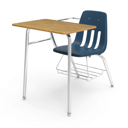 Student chair desk with bookrack and laminate top