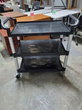 Picture of Choice Black Utility / Bussing Cart with Three Shelves - 42" x 20"