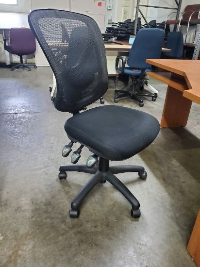 Picture of Black Armless Mesh Back Desk Chair 
