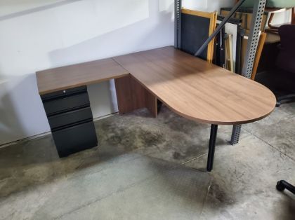 Picture of Walnut Bullet L Shaped Office Desk 66x61