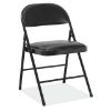 OfficeSource steel folding chair with padded vinyl seat and back, durable black steel frame, and commercial folding design.