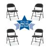 OfficeSource steel folding chair with padded vinyl seat and back, durable black steel frame, and commercial folding design.