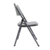 OfficeSource commercial blow molded plastic folding chair with contoured gray seat, powder-coated steel frame, and lightweight folding design.