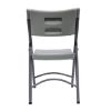 OfficeSource commercial blow molded plastic folding chair with contoured gray seat, powder-coated steel frame, and lightweight folding design.