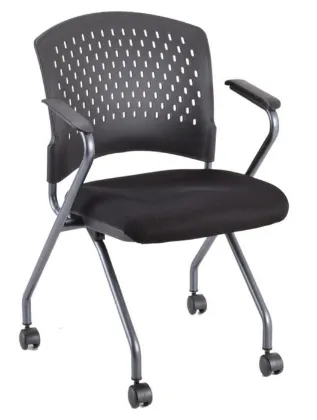 Picture of Rolling Nesting Chair with Arms, Perforated Back, and Upholstered Seat