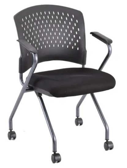 Picture of Rolling Nesting Chair with Arms, Perforated Back, and Upholstered Seat