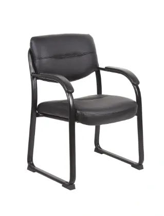 Picture of GUEST CHAIR PADDED ARMS BLACK LEATHERPLUS/BLACK