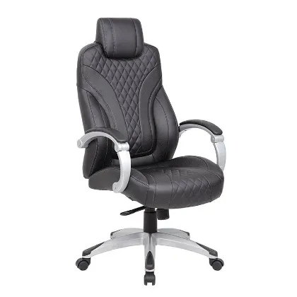 Picture of EXECUTIVE CHAIR HINGED ARM BLACK CARESSOFT/SILVER