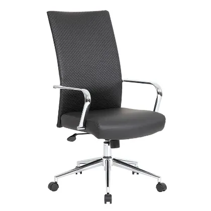 Picture of EXECUTIVE WOVEN TEXTURE CHAIR BLACK CARESSOFT/CHROME