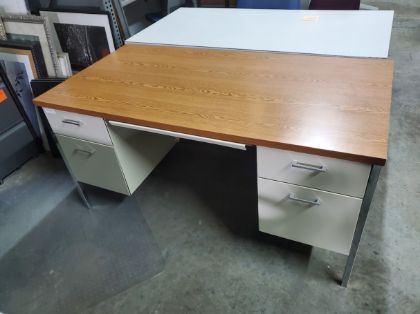 Picture of USED HON 34000 Series Double Pedestal Desk | 2 Box / 2 File Drawers | 60"W | Harvest Laminate | Putty Finish