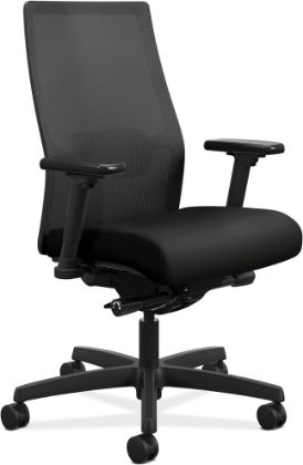 Picture of HON Ignition 2.0 Mid-Back Task Chair, Advanced Tilt Controls, Black Frame, Black