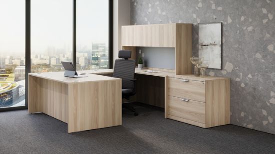U-shaped executive desk with hutch