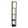 Picture of 3-Shelf Floor Lamp with Storage Organizer – Black with White Linen Shade