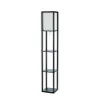 Picture of 3-Shelf Floor Lamp with Storage Organizer – Black with White Linen Shade