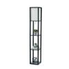 Picture of 3-Shelf Floor Lamp with Storage Organizer – Black with White Linen Shade