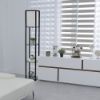 Picture of 3-Shelf Floor Lamp with Storage Organizer – Black with White Linen Shade