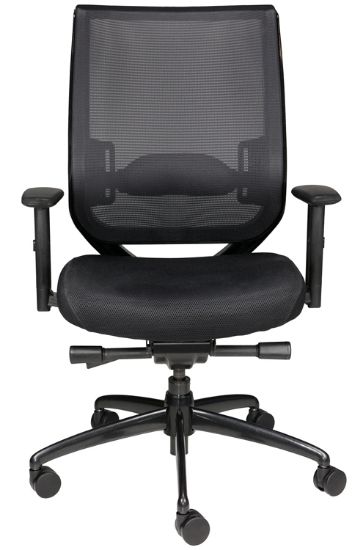 Black mesh office chair with adjustable lumbar support
