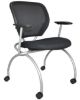 Mesh nesting chair with arms and casters
