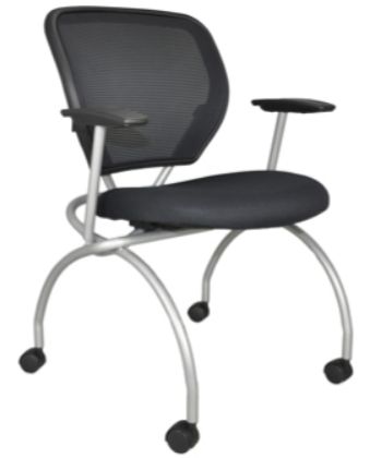Mesh nesting chair with arms and casters
