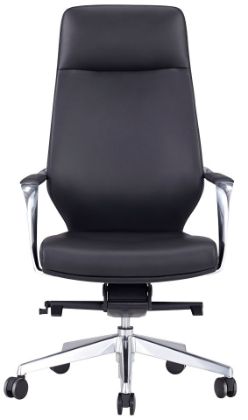 Black leather high back office chair with arms