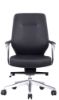 Black leather mid back office chair with arms