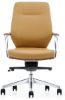 Black leather mid back office chair with arms