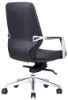 Black leather mid back office chair with arms