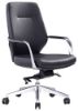 Black leather mid back office chair with arms