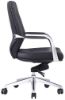 Black leather mid back office chair with arms