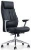 Black leather high back office chair with tilt lock