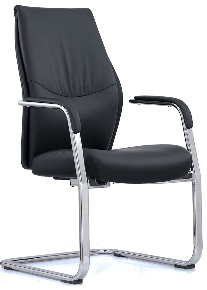 Black Leather Guest Chair with Arms | Choice Office Furniture