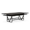 Palisades 96 inch standing height conference table with two-tier design, hidden storage, six power module cutouts, Gauntlet Gray finish, and black base