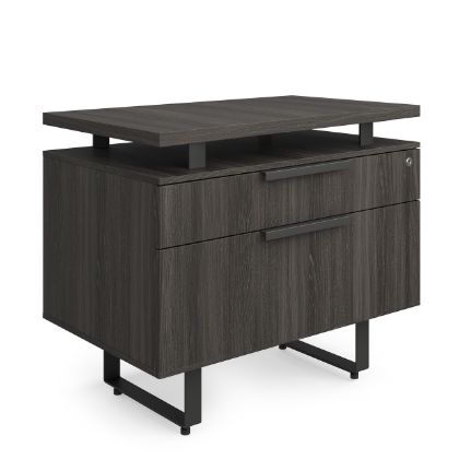 Palisades 36 inch two drawer lateral file cabinet in Gauntlet Gray with Graphite frame, solid fronts, and centered handles