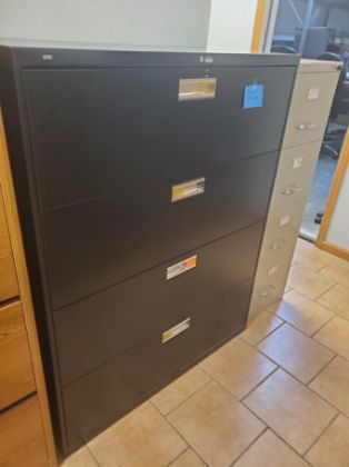 Picture of HON BRIGADE 600 Series 4-Drawer 42" Wide Black Lateral File Cabinet
