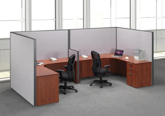 Picture of Premiera  2 Person 66"h Cubicle with 6' x 6' Desks Total 12' x 6'