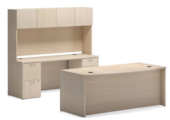 Picture of HON Mod 36/30x72 Bow Front Desk/24x72 Credenza w/Hutch Set 
