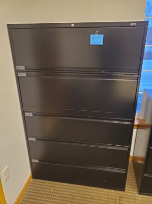 Picture of Global 5-Drawer 42" Wide Black Lateral File Cabinet