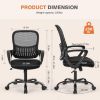 Picture of Sweetcrispy Home Office Managerial Executive Chair with Ergonomic Design, Mid-Back Mesh Swivel, Comfortable Lumbar Support, Comfy Arms for Bedroom,Study,Student, Black