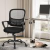 Picture of Sweetcrispy Home Office Managerial Executive Chair with Ergonomic Design, Mid-Back Mesh Swivel, Comfortable Lumbar Support, Comfy Arms for Bedroom,Study,Student, Black