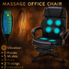 Picture of Massage Office Chair with Foot Rest 6 Points Vibration and Heat Home Office Desk Chairs for Heavy People 400lbs Reclining Managerial Chairs Ergonomic Executive Chair (Black)