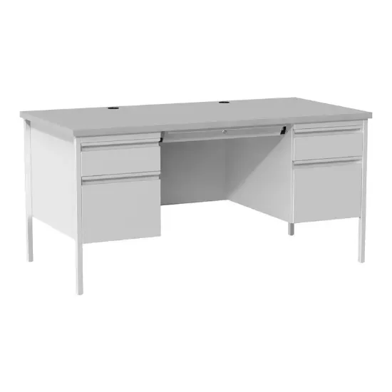 Picture of Metal 60” x 30” Double Pedestal Teacher’s Desk Gray/Nebula Gray Top