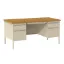 Picture of Metal 60” x 30” Double Pedestal Teacher’s Desk Putty/Medium Oak Top