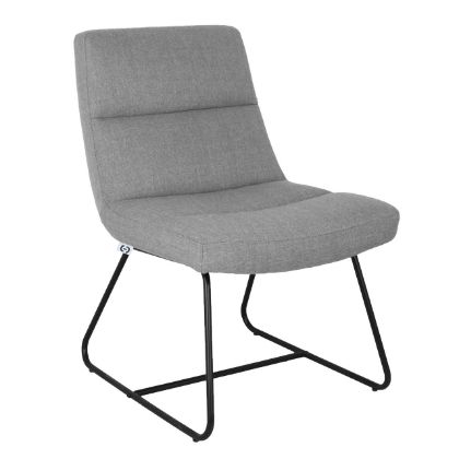 Picture of OfficeSource | Sutton | Upholstered Lounge Chair with Sled Base Light Gray Fabric w/ Black Frame