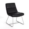 Picture of OfficeSource | Sutton | Upholstered Lounge Chair with Sled Base Black Leather w/ Chrome Frame