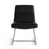 Picture of OfficeSource | Sutton | Upholstered Lounge Chair with Sled Base Black Leather w/ Chrome Frame