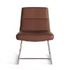 Picture of OfficeSource | Sutton | Upholstered Lounge Chair with Sled Base Caramel Leather w/ Chrome Frame
